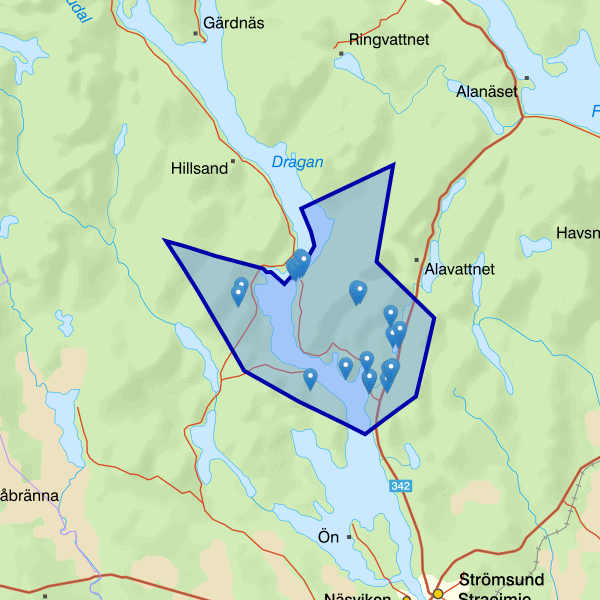 Karta som visar fiskeområdet