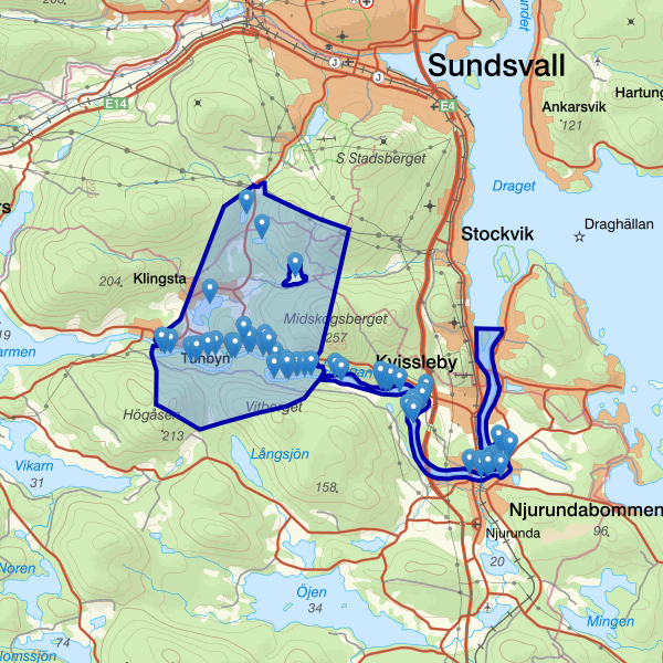 Map showing the fishing area.