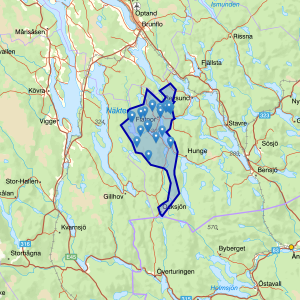 Map showing the fishing area.