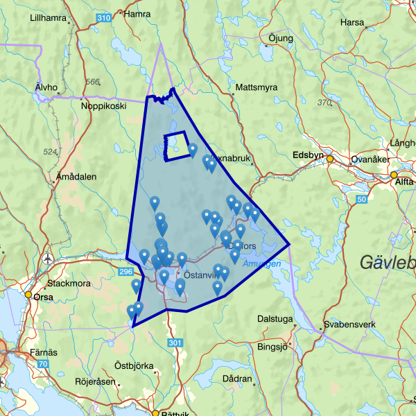 Map showing the fishing area.