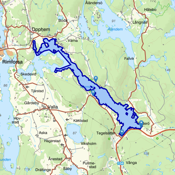 Karta som visar fiskeområdet