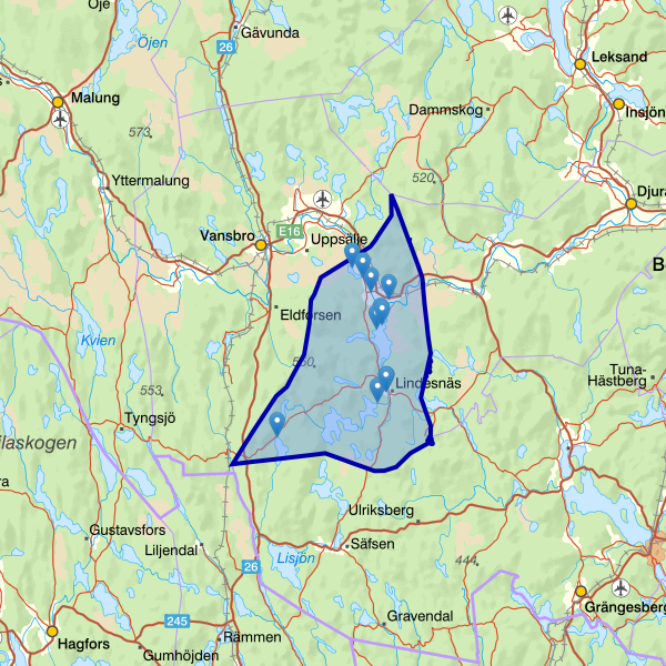 Karta som visar fiskeområdet