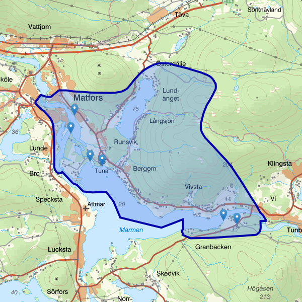 Karta som visar fiskeområdet