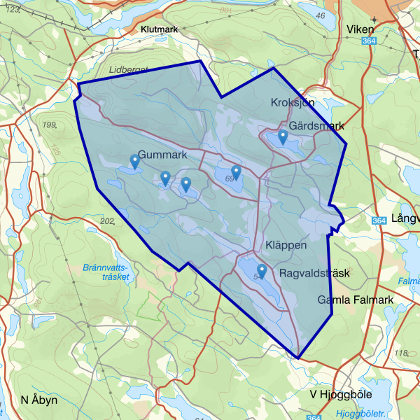 Karta som visar fiskeområdet