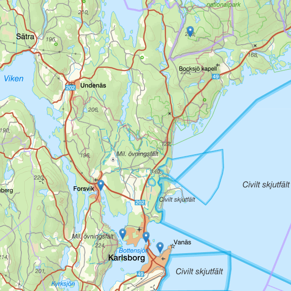 Map showing the fishing area.