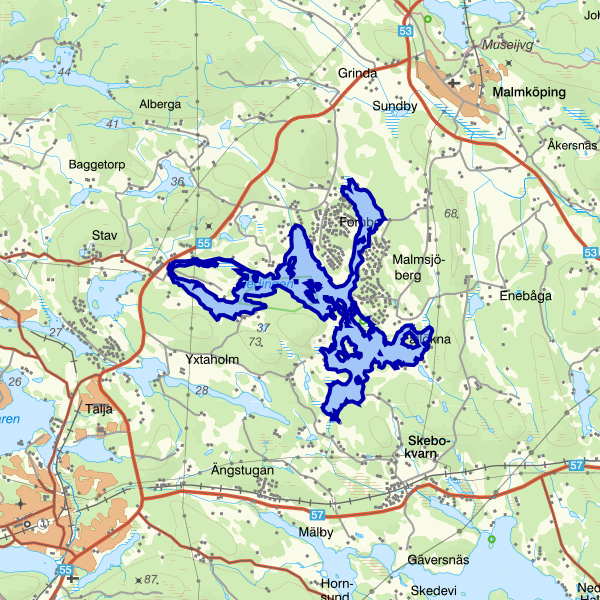 Karta som visar fiskeområdet