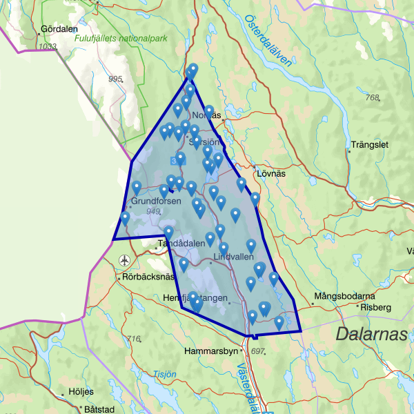 Map showing the fishing area.