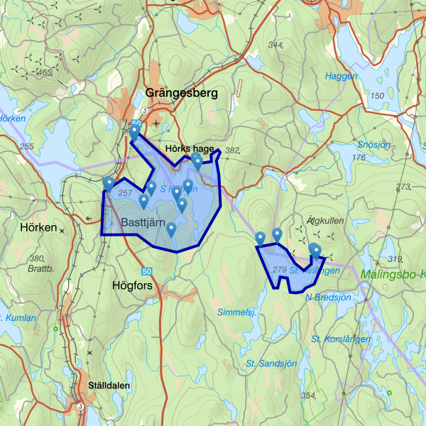 Map showing the fishing area.