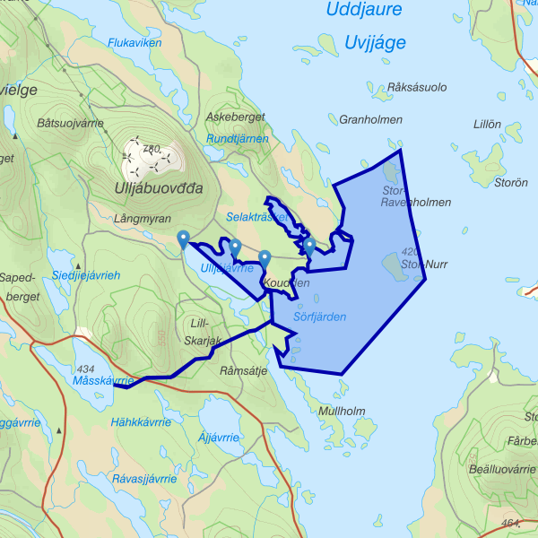 Map showing the fishing area.