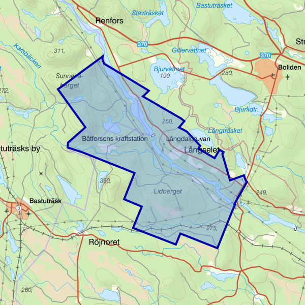 Map showing the fishing area.