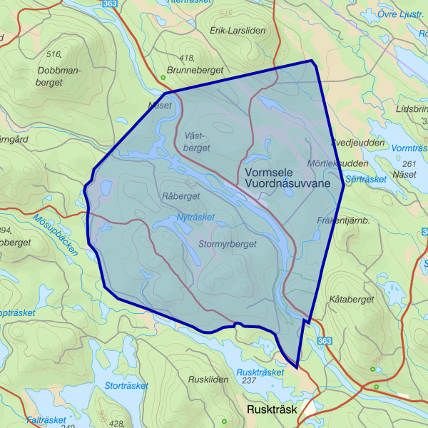 Map showing the fishing area.