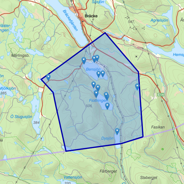 Karta som visar fiskeområdet