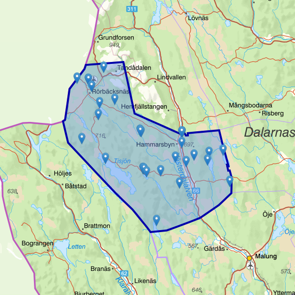 Map showing the fishing area.