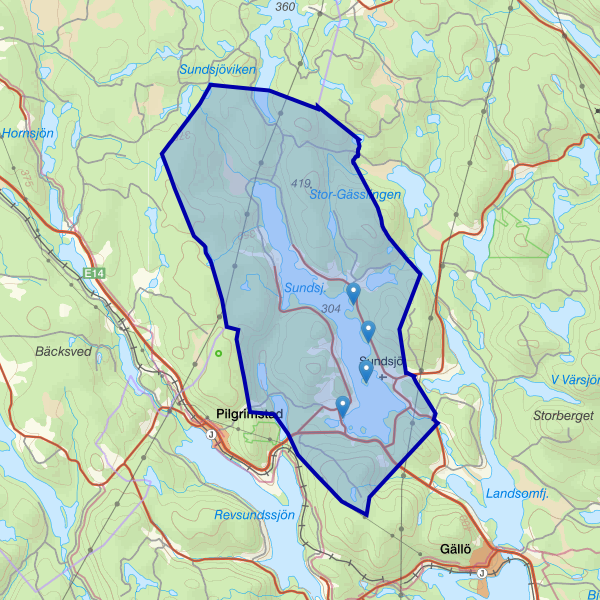 Karta som visar fiskeområdet