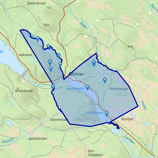 Karta som visar fiskeområdet