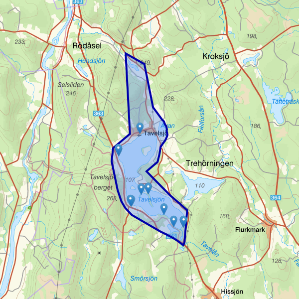 Map showing the fishing area.
