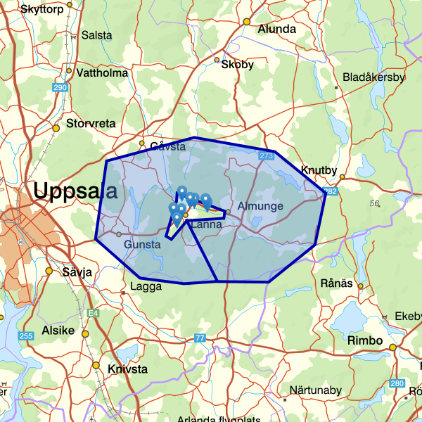 Map showing the fishing area.