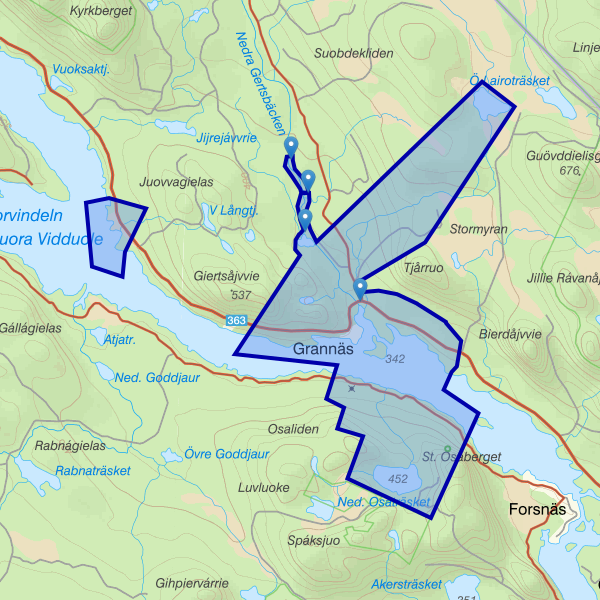Map showing the fishing area.