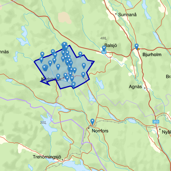 Karte mit dem Angelgebiet.