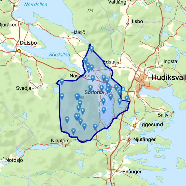Map showing the fishing area.
