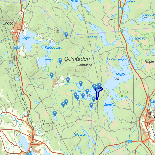 Karta som visar fiskeområdet