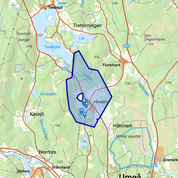 Karta som visar fiskeområdet