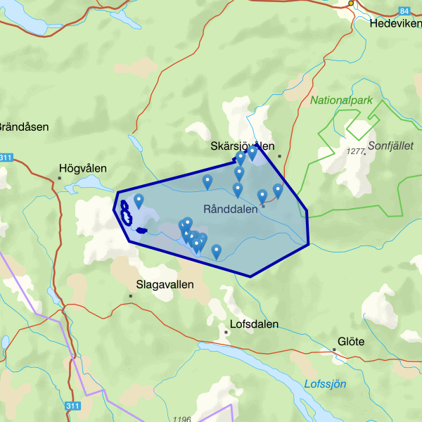 Karta som visar fiskeområdet