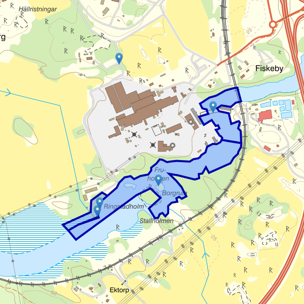Map showing the fishing area.
