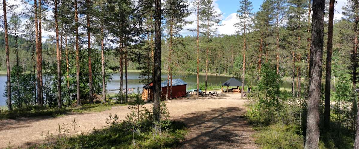 Slåttertjärn Swimming area with jetties, outdoor gym and barbecue area as well as trout fishing